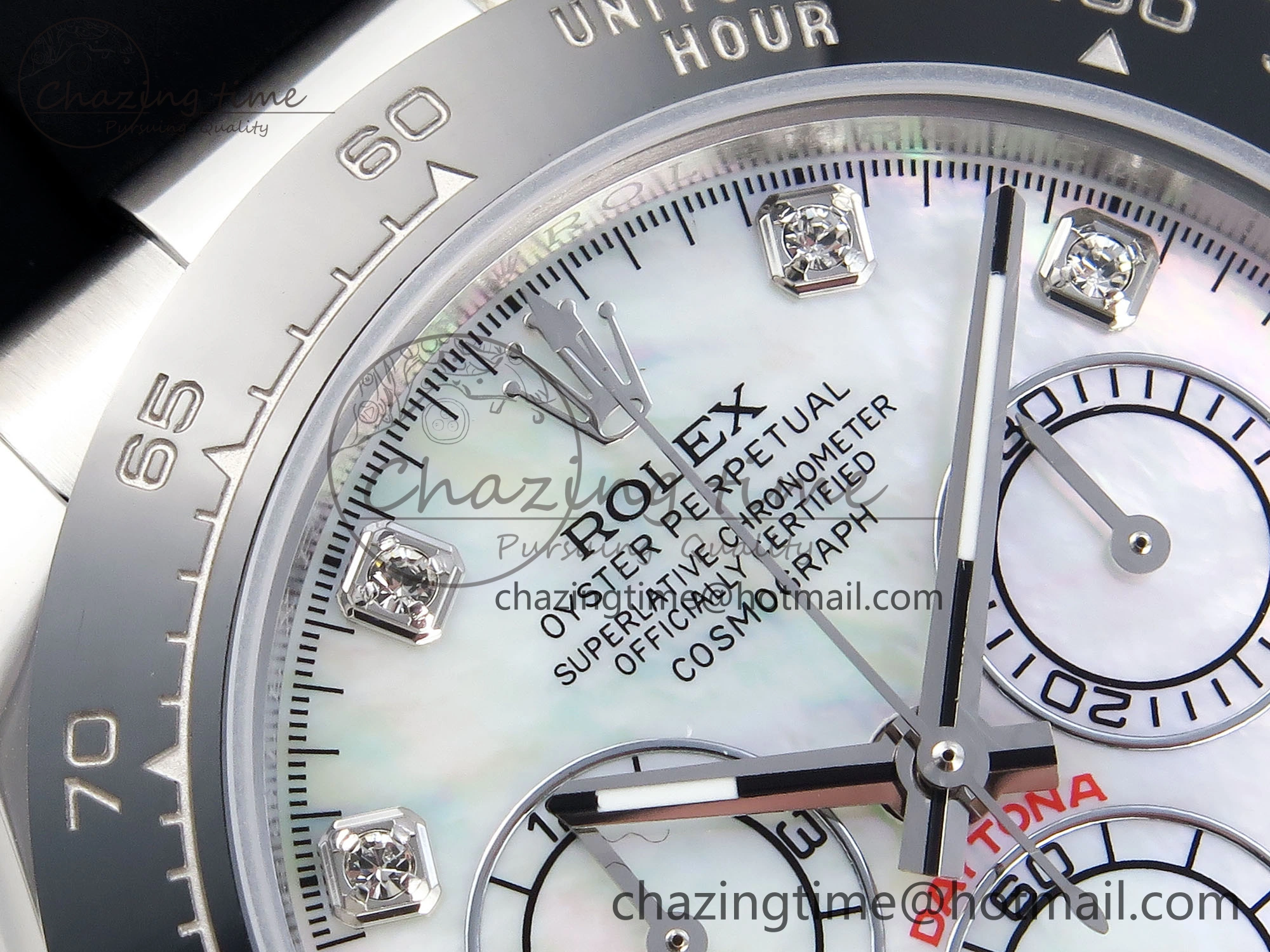 DAYTONA 116519 SS OMF BEST EDITION MOP DIAMONDS DIAL ON OYSTERFLEX STRAP A7750 (SLIM MOVEMENT)