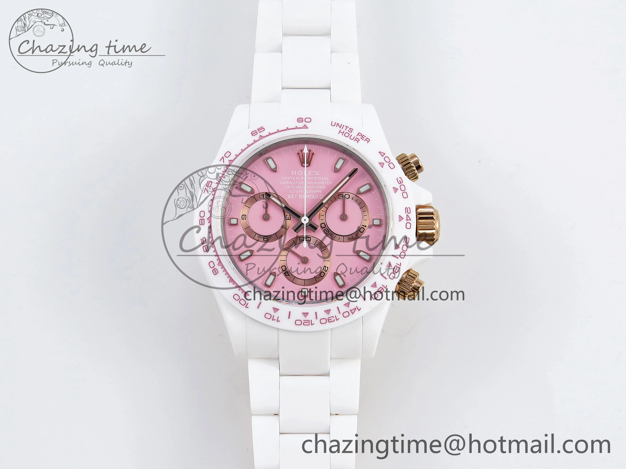 DAYTONA AET WHITE CERAMIC CASE AND BRACELET PINK DIAL NOOB BEST EDITION SA4130