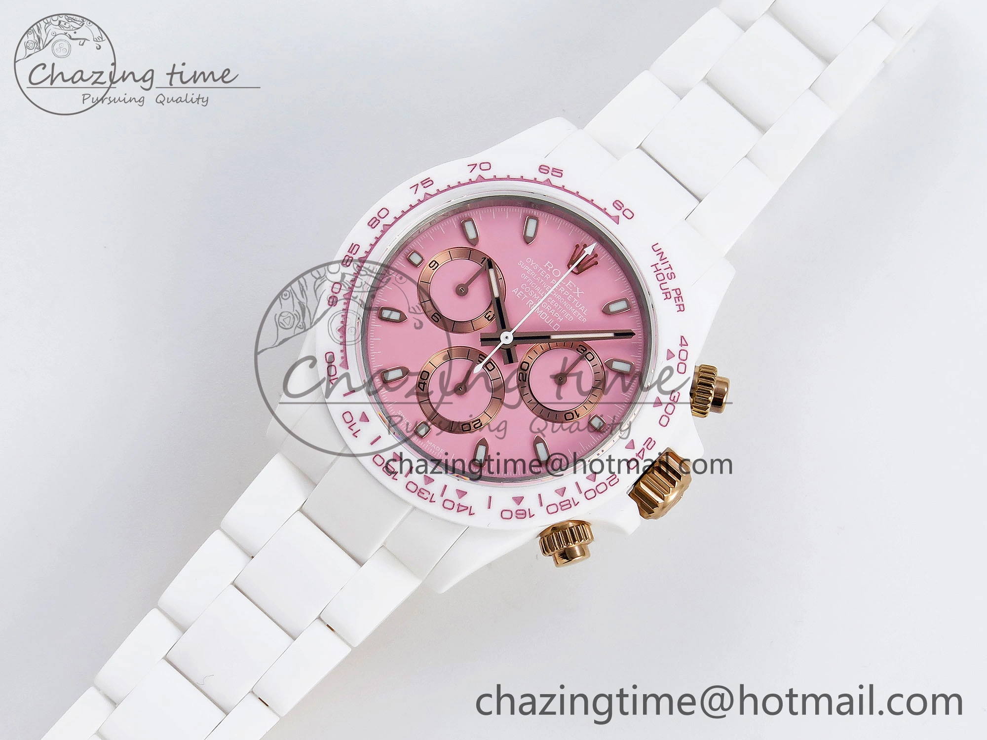 DAYTONA AET WHITE CERAMIC CASE AND BRACELET PINK DIAL NOOB BEST EDITION SA4130