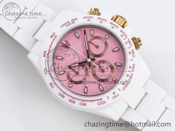 DAYTONA AET WHITE CERAMIC CASE AND BRACELET PINK DIAL NOOB BEST EDITION SA4130