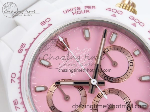 DAYTONA AET WHITE CERAMIC CASE AND BRACELET PINK DIAL NOOB BEST EDITION SA4130