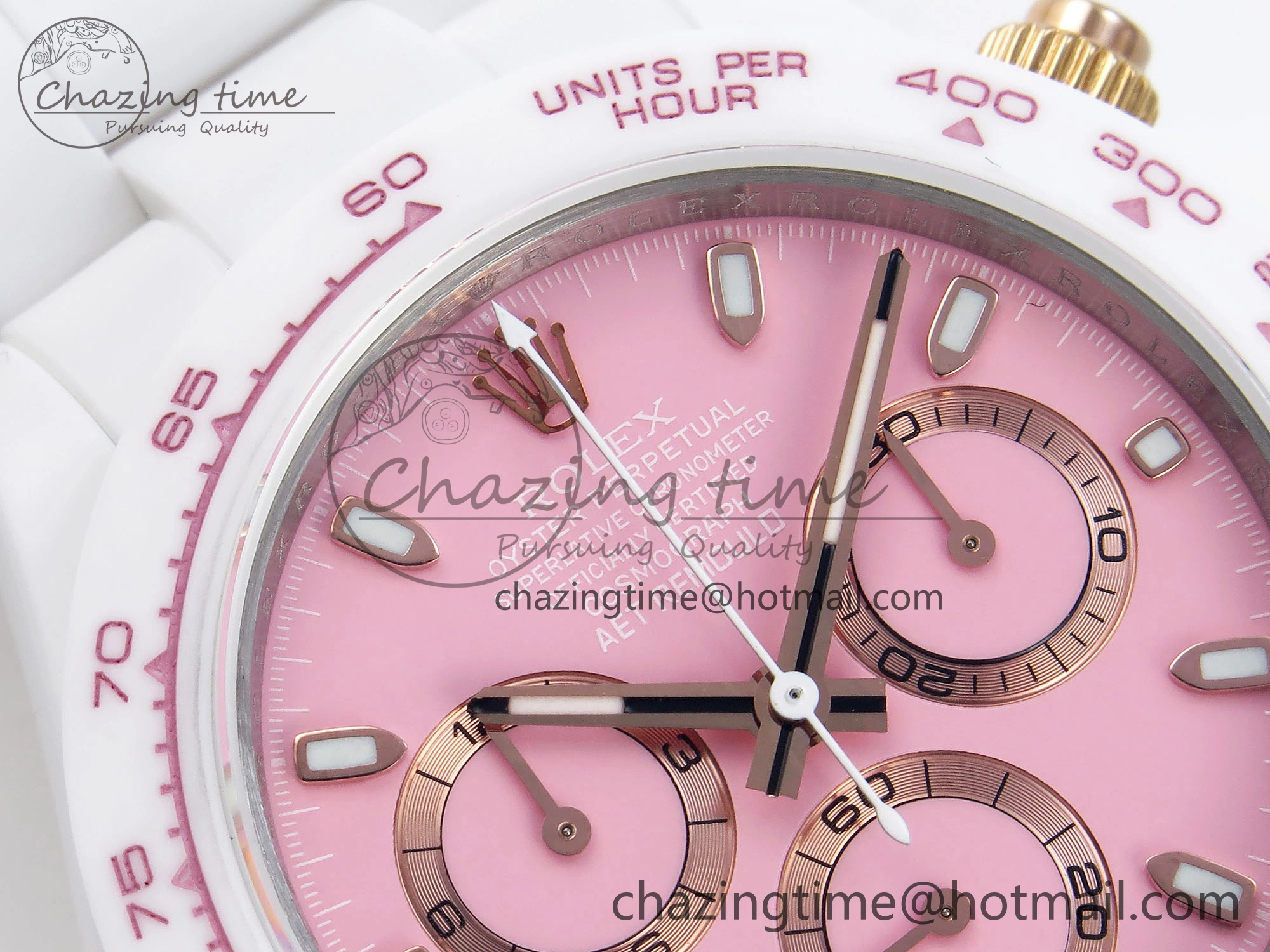 DAYTONA AET WHITE CERAMIC CASE AND BRACELET PINK DIAL NOOB BEST EDITION SA4130
