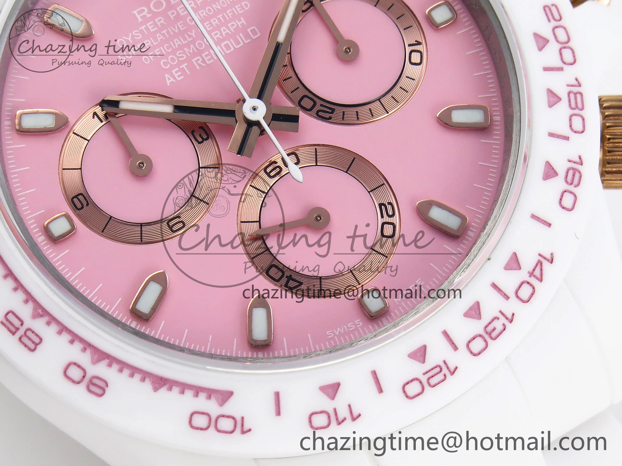 DAYTONA AET WHITE CERAMIC CASE AND BRACELET PINK DIAL NOOB BEST EDITION SA4130