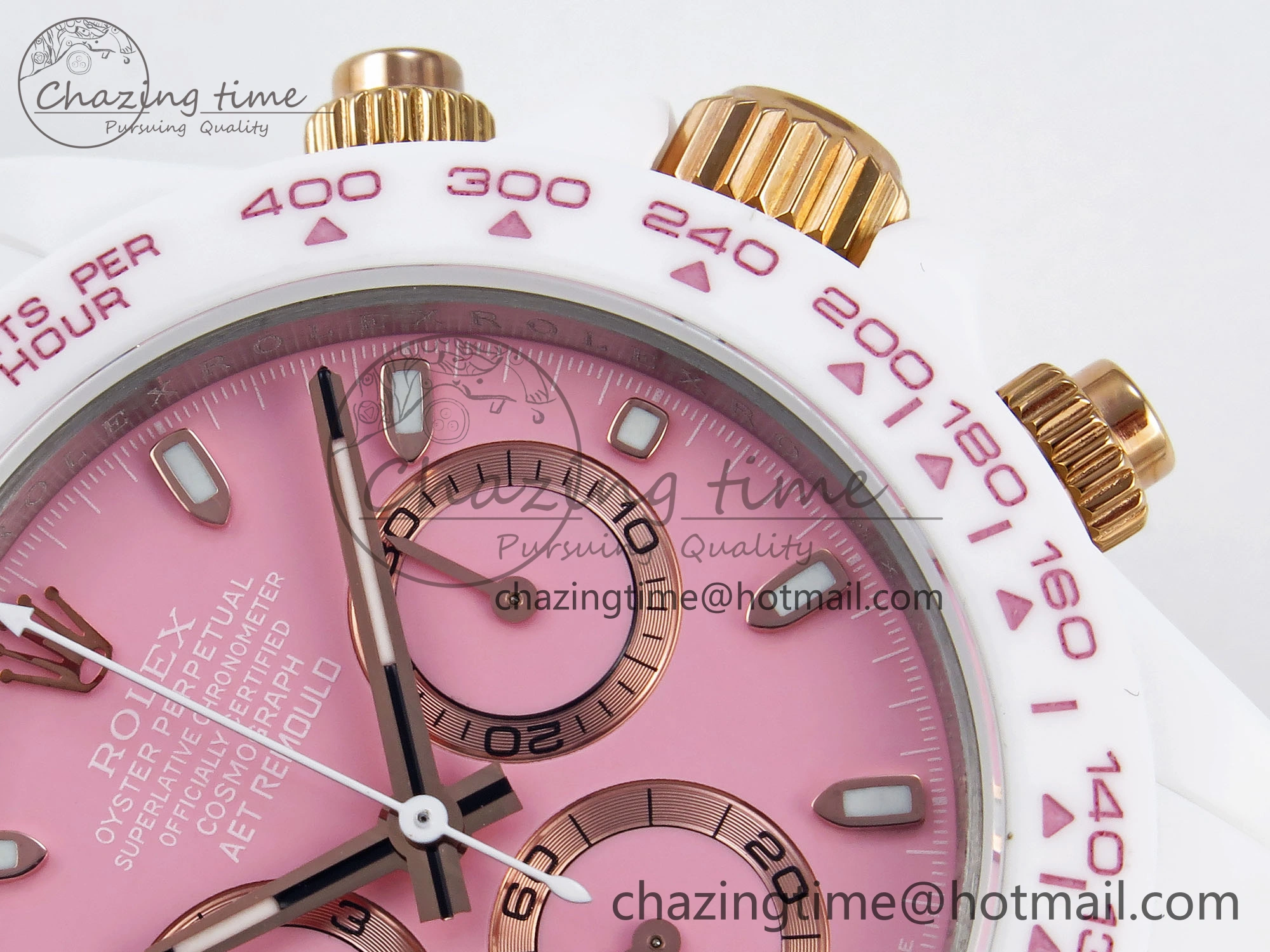 DAYTONA AET WHITE CERAMIC CASE AND BRACELET PINK DIAL NOOB BEST EDITION SA4130