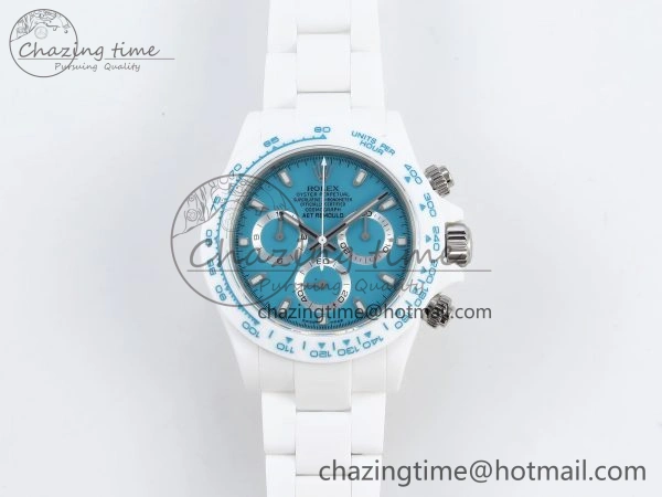 DAYTONA AET WHITE CERAMIC CASE AND BRACELET TIFFANY BLUE DIAL NOOB BEST EDITION SA4130