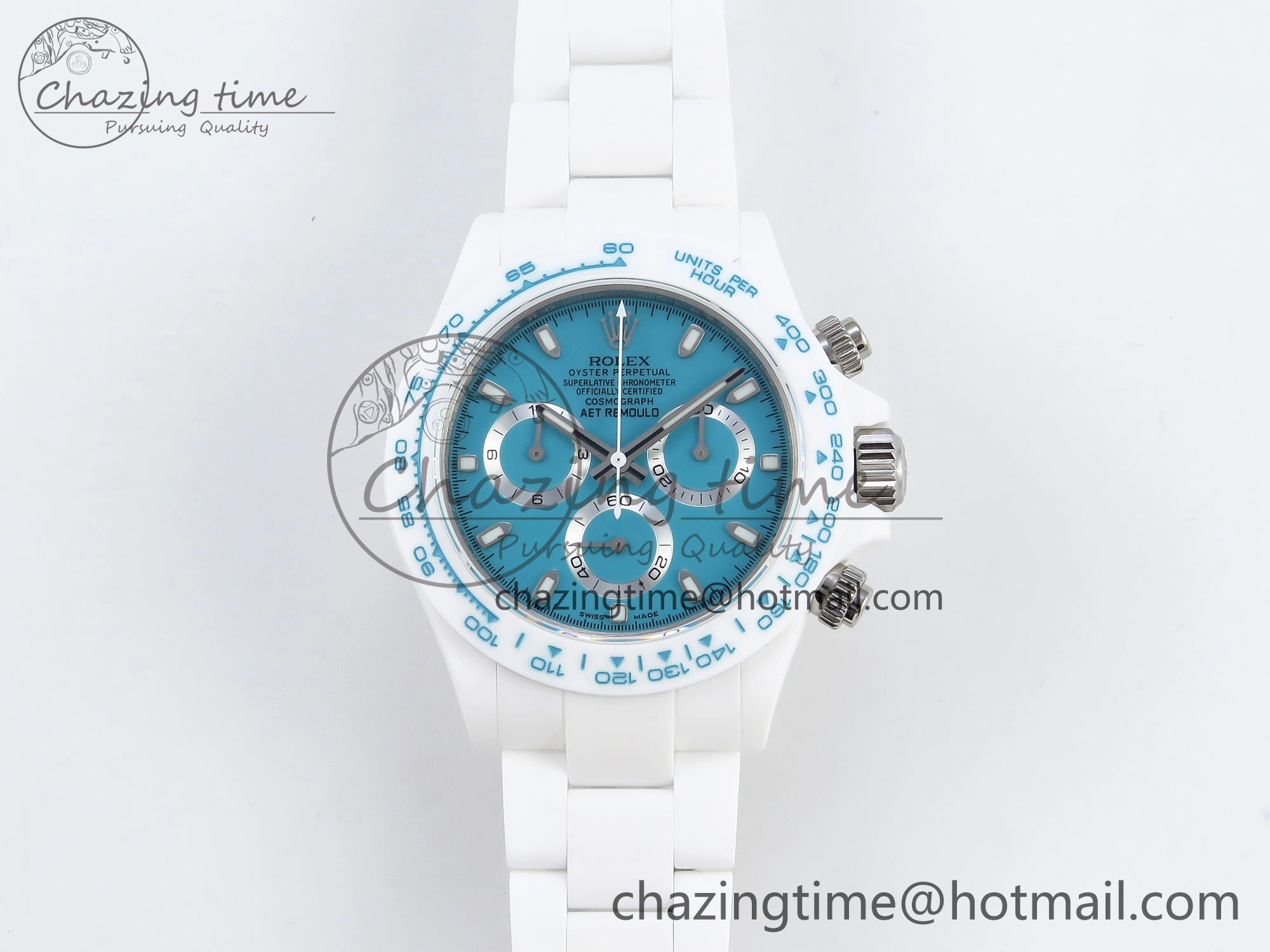 DAYTONA AET WHITE CERAMIC CASE AND BRACELET TIFFANY BLUE DIAL NOOB BEST EDITION SA4130