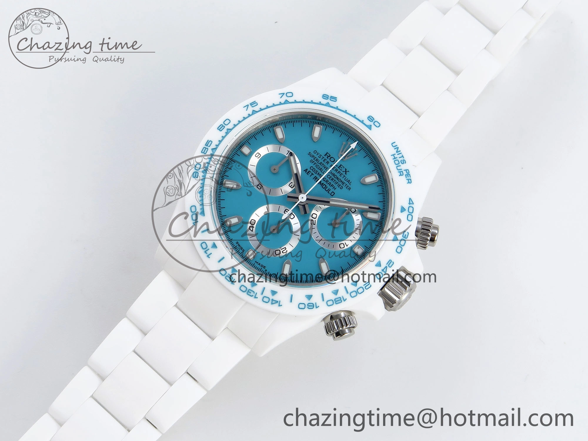 DAYTONA AET WHITE CERAMIC CASE AND BRACELET TIFFANY BLUE DIAL NOOB BEST EDITION SA4130