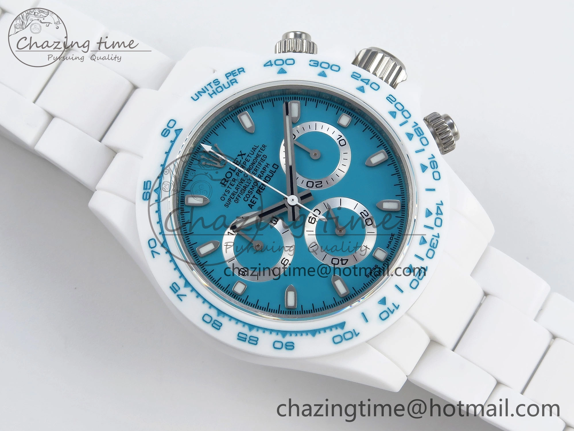 DAYTONA AET WHITE CERAMIC CASE AND BRACELET TIFFANY BLUE DIAL NOOB BEST EDITION SA4130