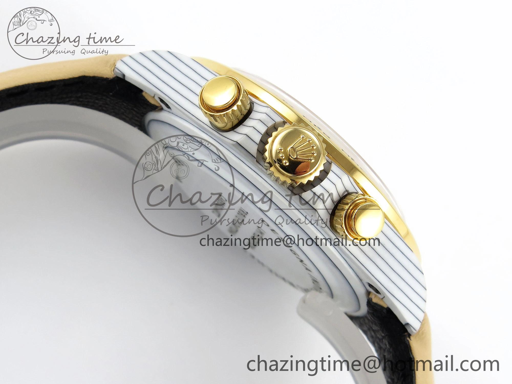 DAYTONA DIW WHITE CARBON CASE YG BEZEL NOOB BEST EDITION BEIGE DIAL ON BEIGE NYLON STRAP SA4130