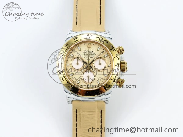 DAYTONA DIW WHITE CARBON CASE YG BEZEL NOOB BEST EDITION BEIGE DIAL ON BEIGE NYLON STRAP SA4130