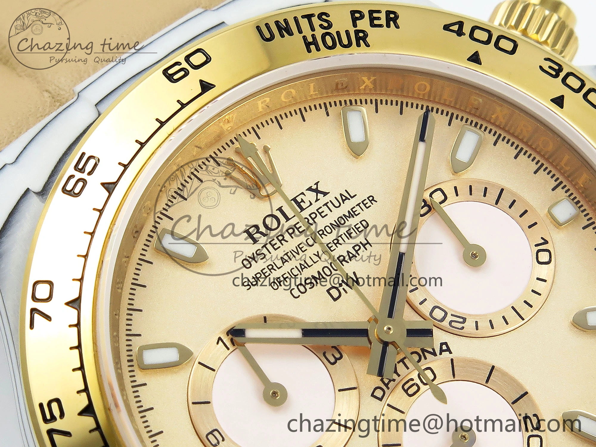 DAYTONA DIW WHITE CARBON CASE YG BEZEL NOOB BEST EDITION BEIGE DIAL ON BEIGE NYLON STRAP SA4130