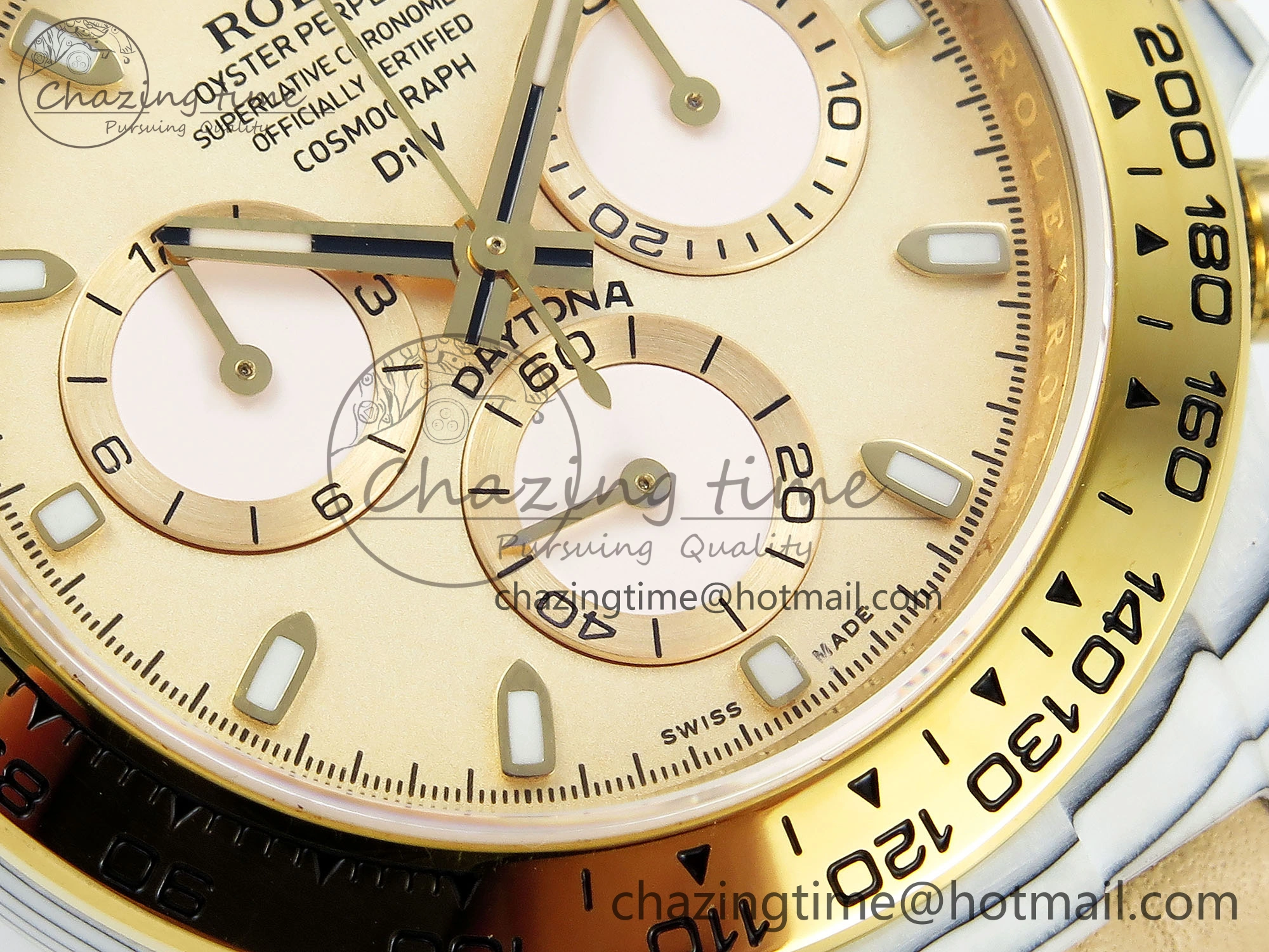 DAYTONA DIW WHITE CARBON CASE YG BEZEL NOOB BEST EDITION BEIGE DIAL ON BEIGE NYLON STRAP SA4130