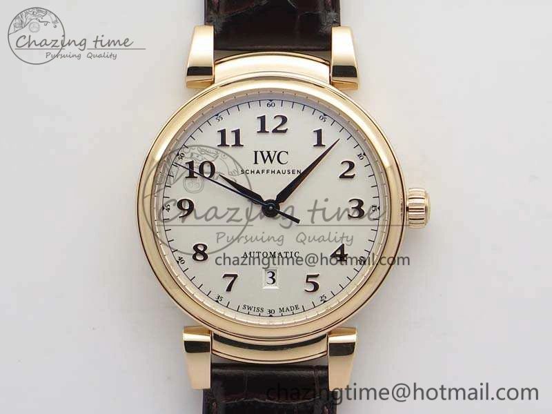 Da Vinci IW356601 RG MKF 1:1 Best Edition White Dial On Brown Leather Strap A2892