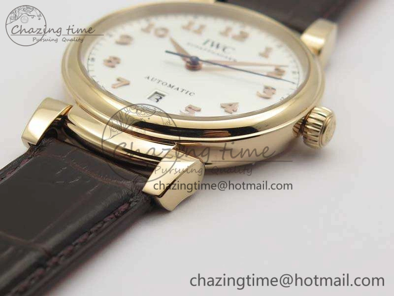 Da Vinci IW356601 RG MKF 1:1 Best Edition White Dial On Brown Leather Strap A2892