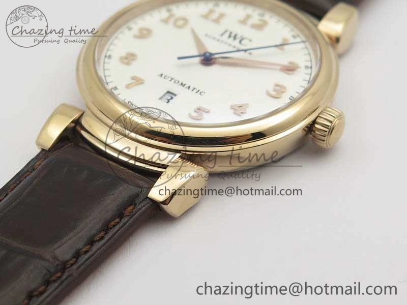 Da Vinci IW356601 RG TW 1:1 Best Edition White Dial On Brown Leather Strap A2892