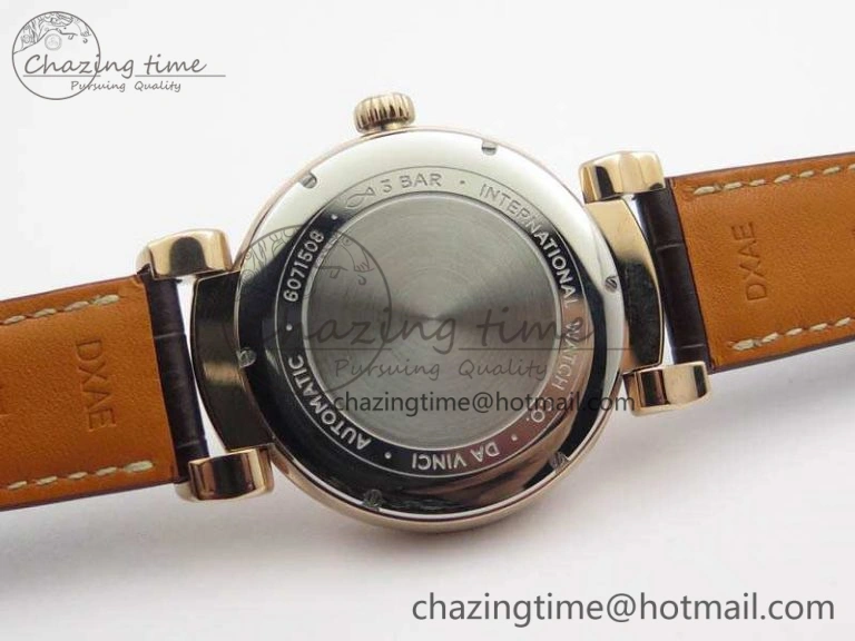 Da Vinci IW356601 RG TW 1:1 Best Edition White Dial On Brown Leather Strap A2892