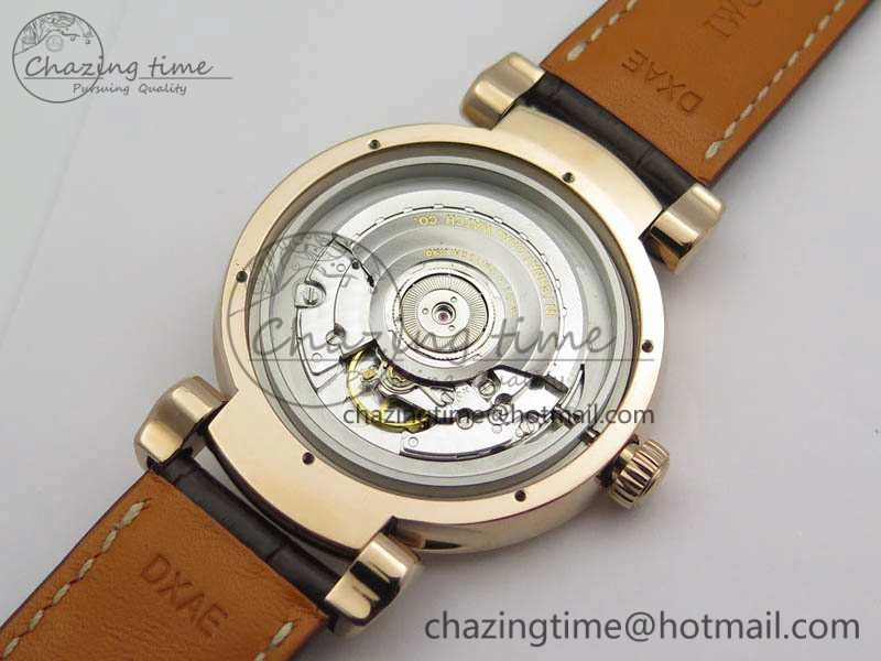 Da Vinci IW356601 RG TW 1:1 Best Edition White Dial On Brown Leather Strap A2892