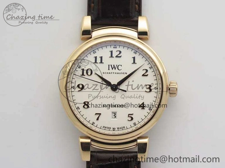 Da Vinci IW356601 RG TW 1:1 Best Edition White Dial On Brown Leather Strap A2892