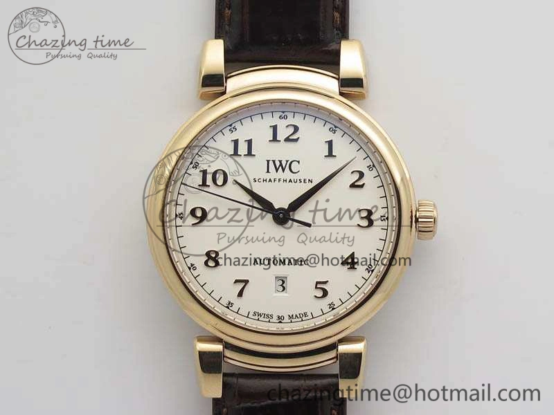 Da Vinci IW356601 RG TW 1:1 Best Edition White Dial On Brown Leather Strap A2892