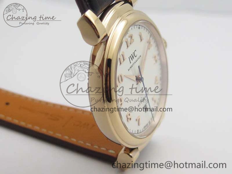 Da Vinci IW356601 RG TW 1:1 Best Edition White Dial On Brown Leather Strap A2892