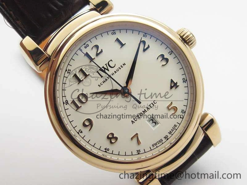 Da Vinci IW356601 RG TW 1:1 Best Edition White Dial On Brown Leather Strap A2892