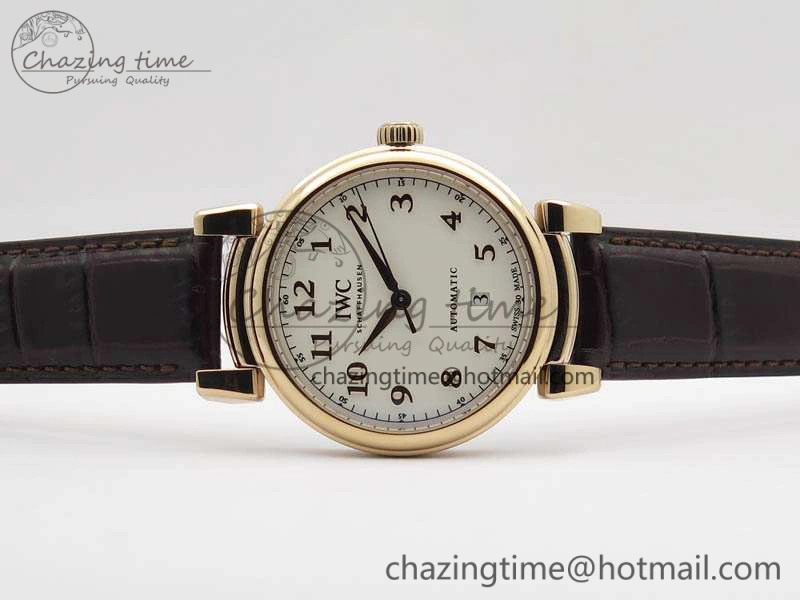 Da Vinci IW356601 RG TW 1:1 Best Edition White Dial On Brown Leather Strap A2892