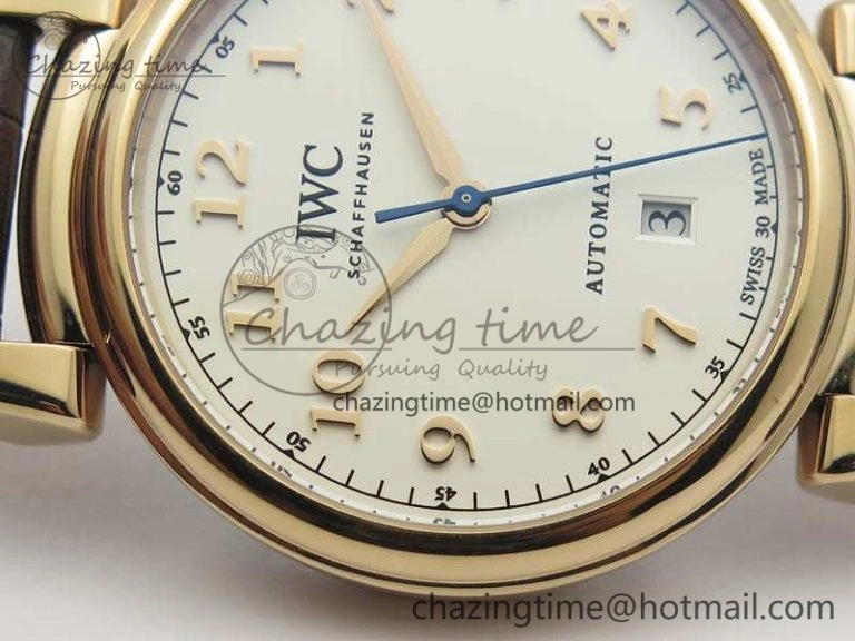 Da Vinci IW356601 RG TW 1:1 Best Edition White Dial On Brown Leather Strap A2892