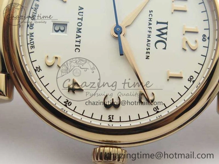 Da Vinci IW356601 RG TW 1:1 Best Edition White Dial On Brown Leather Strap A2892