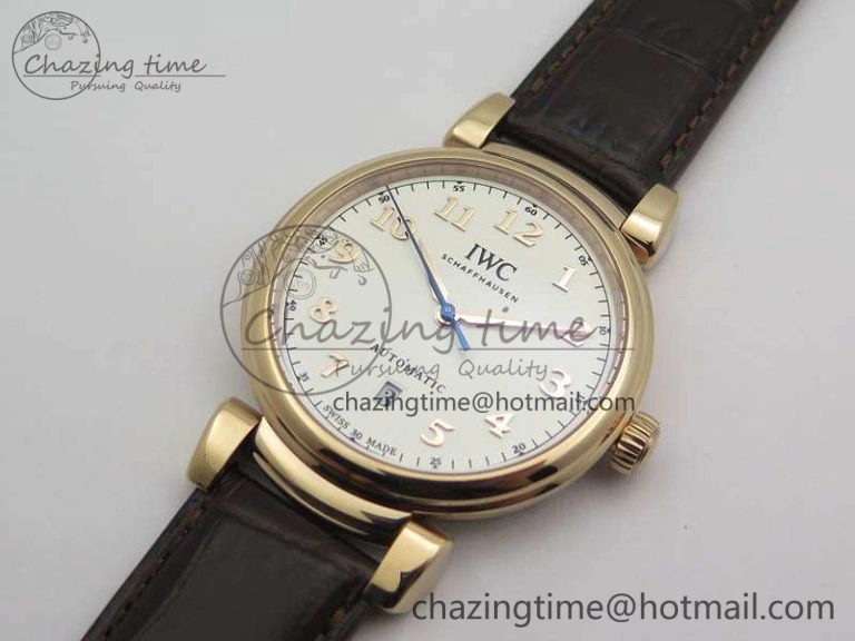 Da Vinci IW356601 RG TW 1:1 Best Edition White Dial On Brown Leather Strap A2892