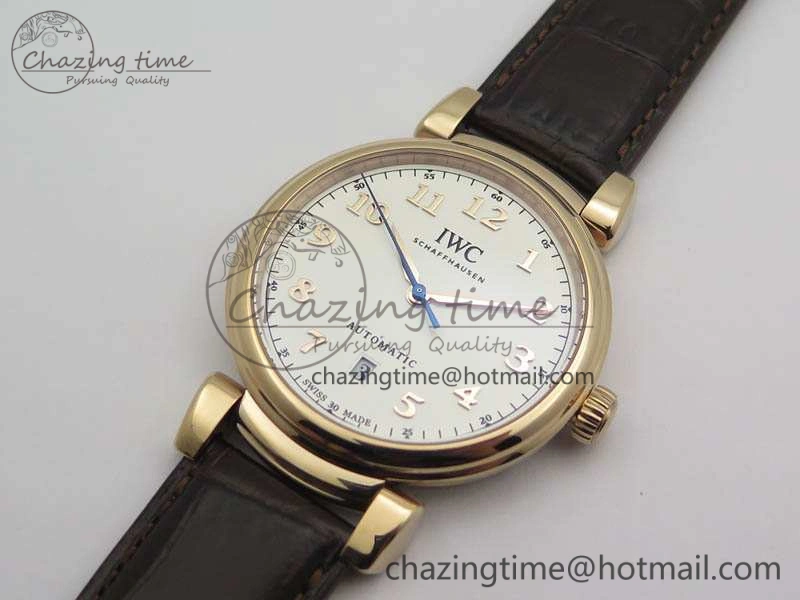 Da Vinci IW356601 RG TW 1:1 Best Edition White Dial On Brown Leather Strap A2892
