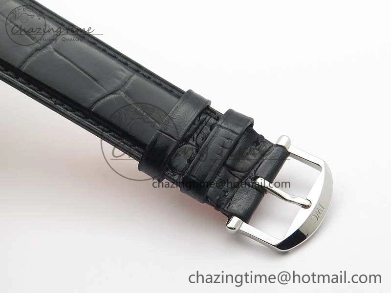 Da Vinci IW356601 SS MKF 1:1 Best Edition Black Dial On Black Leather Strap A2892