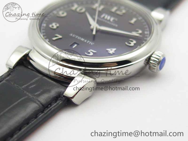Da Vinci IW356601 SS MKF 1:1 Best Edition Black Dial On Black Leather Strap A2892