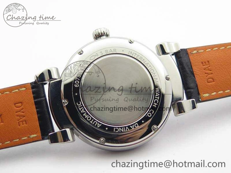 Da Vinci IW356601 SS MKF 1:1 Best Edition Blue Dial On Black Leather Strap A2892