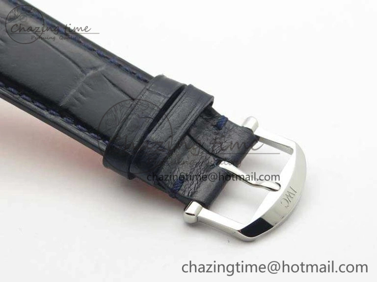 Da Vinci IW356601 SS MKF 1:1 Best Edition Blue Dial On Black Leather Strap A2892