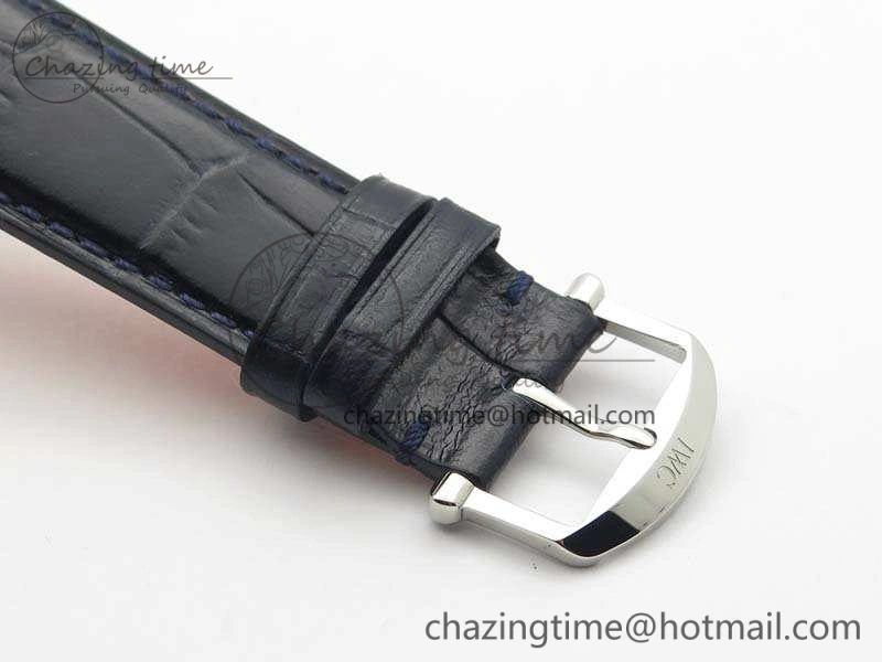 Da Vinci IW356601 SS MKF 1:1 Best Edition Blue Dial On Black Leather Strap A2892