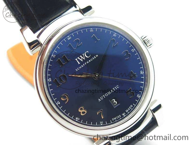 Da Vinci IW356601 SS MKF 1:1 Best Edition Blue Dial On Black Leather Strap A2892