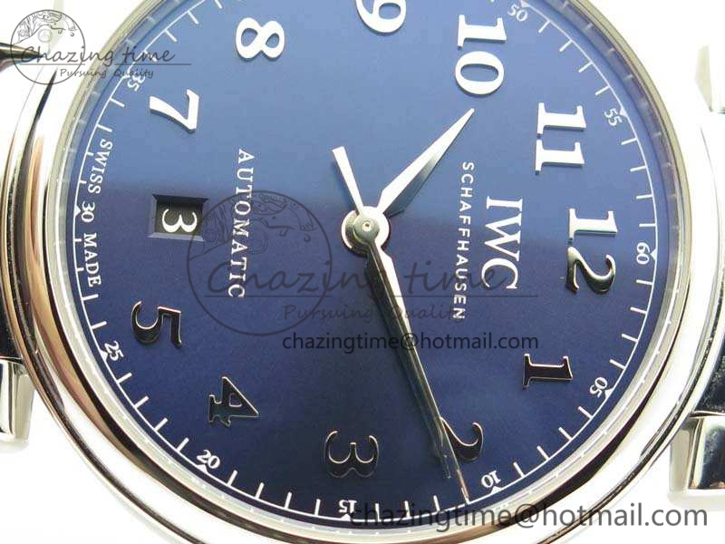 Da Vinci IW356601 SS MKF 1:1 Best Edition Blue Dial On Black Leather Strap A2892