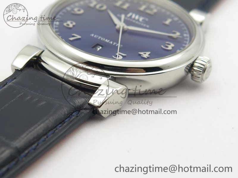 Da Vinci IW356601 SS MKF 1:1 Best Edition Blue Dial On Black Leather Strap A2892