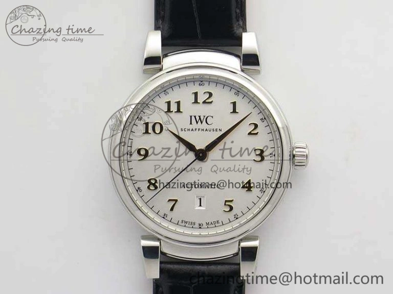 Da Vinci IW356601 SS MKF 1:1 Best Edition White Dial On Black Leather Strap A2892