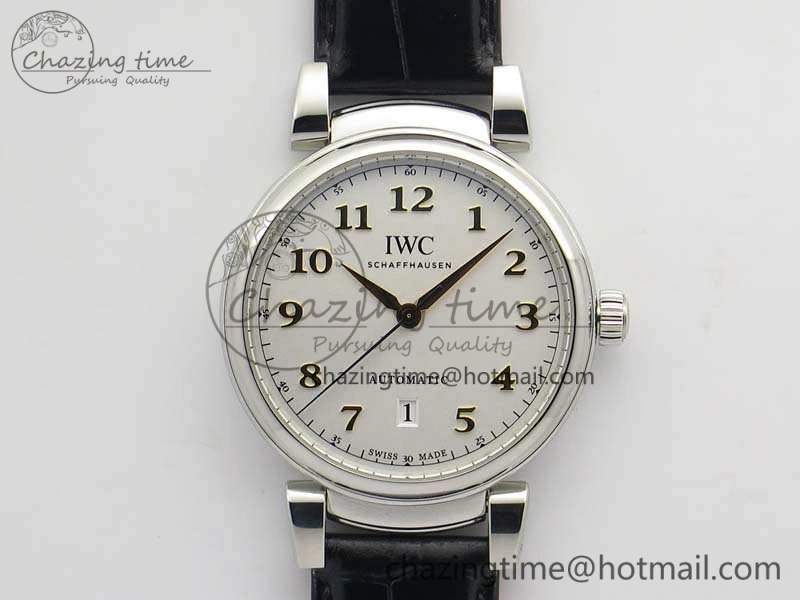 Da Vinci IW356601 SS MKF 1:1 Best Edition White Dial On Black Leather Strap A2892