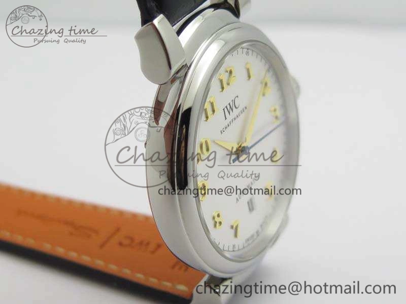 Da Vinci IW356601 SS MKF 1:1 Best Edition White Dial On Black Leather Strap A2892