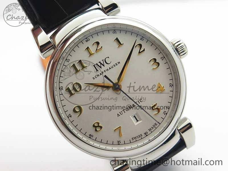 Da Vinci IW356601 SS MKF 1:1 Best Edition White Dial On Black Leather Strap A2892