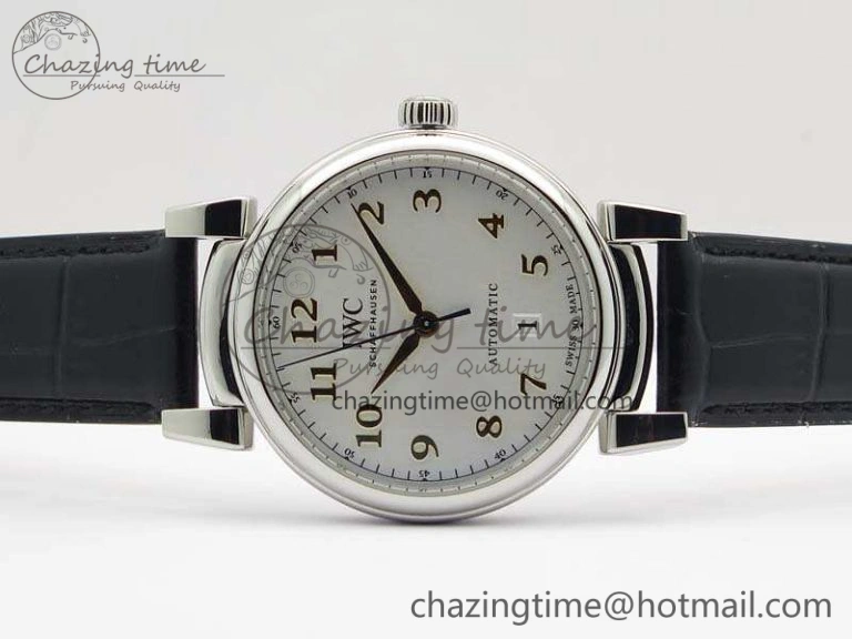Da Vinci IW356601 SS MKF 1:1 Best Edition White Dial On Black Leather Strap A2892