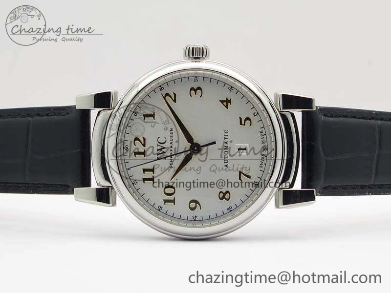 Da Vinci IW356601 SS MKF 1:1 Best Edition White Dial On Black Leather Strap A2892