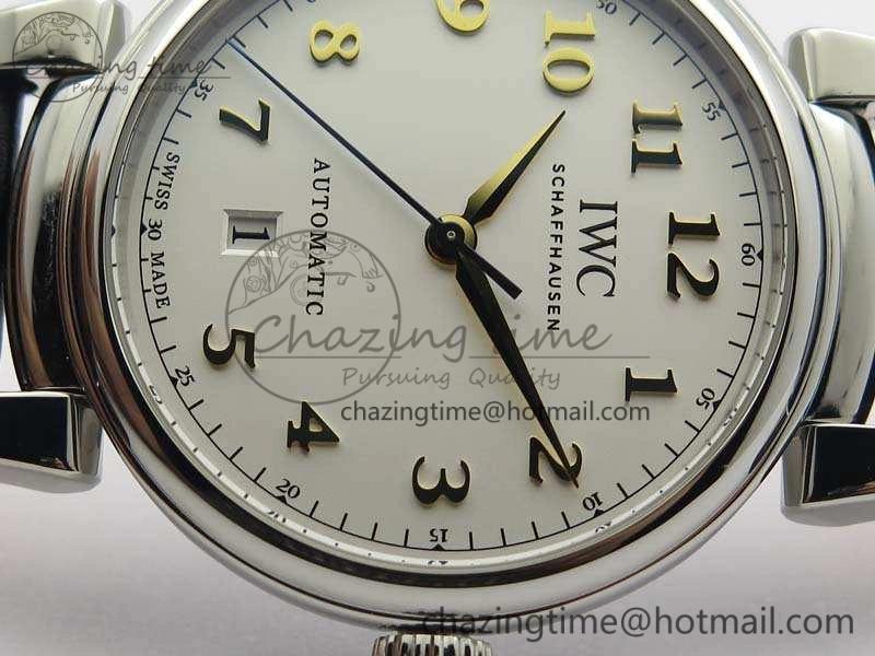 Da Vinci IW356601 SS MKF 1:1 Best Edition White Dial On Black Leather Strap A2892