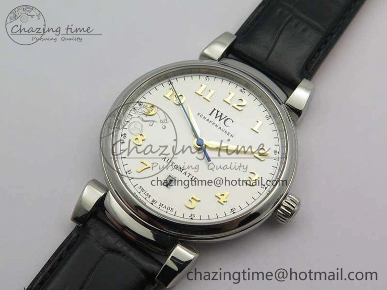 Da Vinci IW356601 SS MKF 1:1 Best Edition White Dial On Black Leather Strap A2892