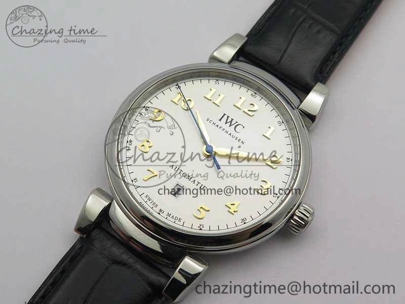 Da Vinci IW356601 SS MKF 1:1 Best Edition White Dial On Black Leather Strap A2892