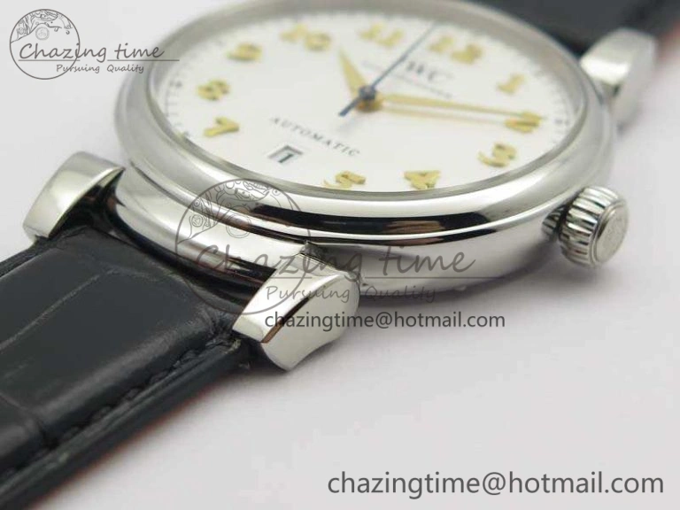 Da Vinci IW356601 SS MKF 1:1 Best Edition White Dial On Black Leather Strap A2892