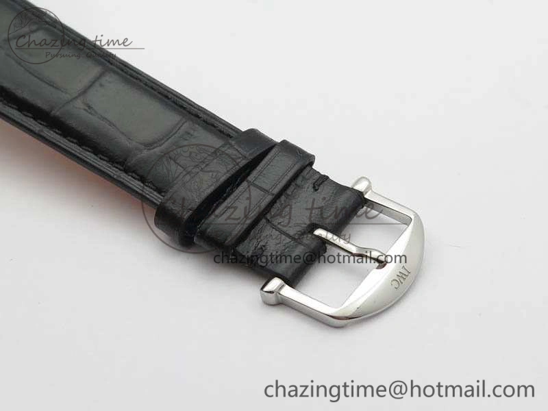 Da Vinci IW356601 SS TW 1:1 Best Edition Blue Dial On Black Leather Strap A2892