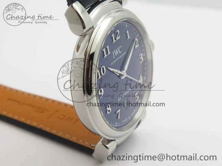 Da Vinci IW356601 SS TW 1:1 Best Edition Blue Dial On Black Leather Strap A2892
